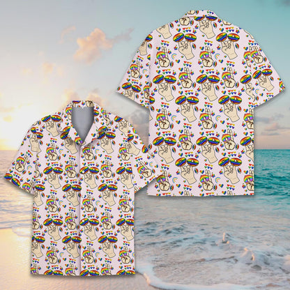 Second lifestyle view of an adult wearing the family hawaiian shirts design