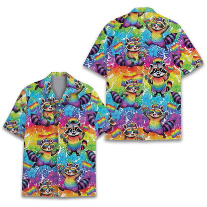 Additional front view of the adult pride hawaiian shirt