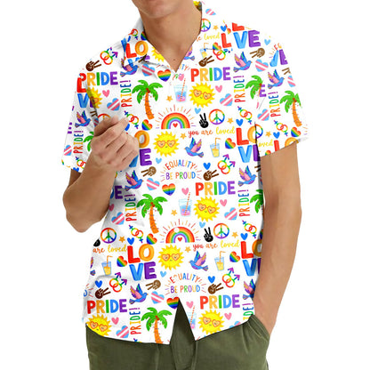 Second lifestyle image showing the matching family hawaiian shirts in a casual setting