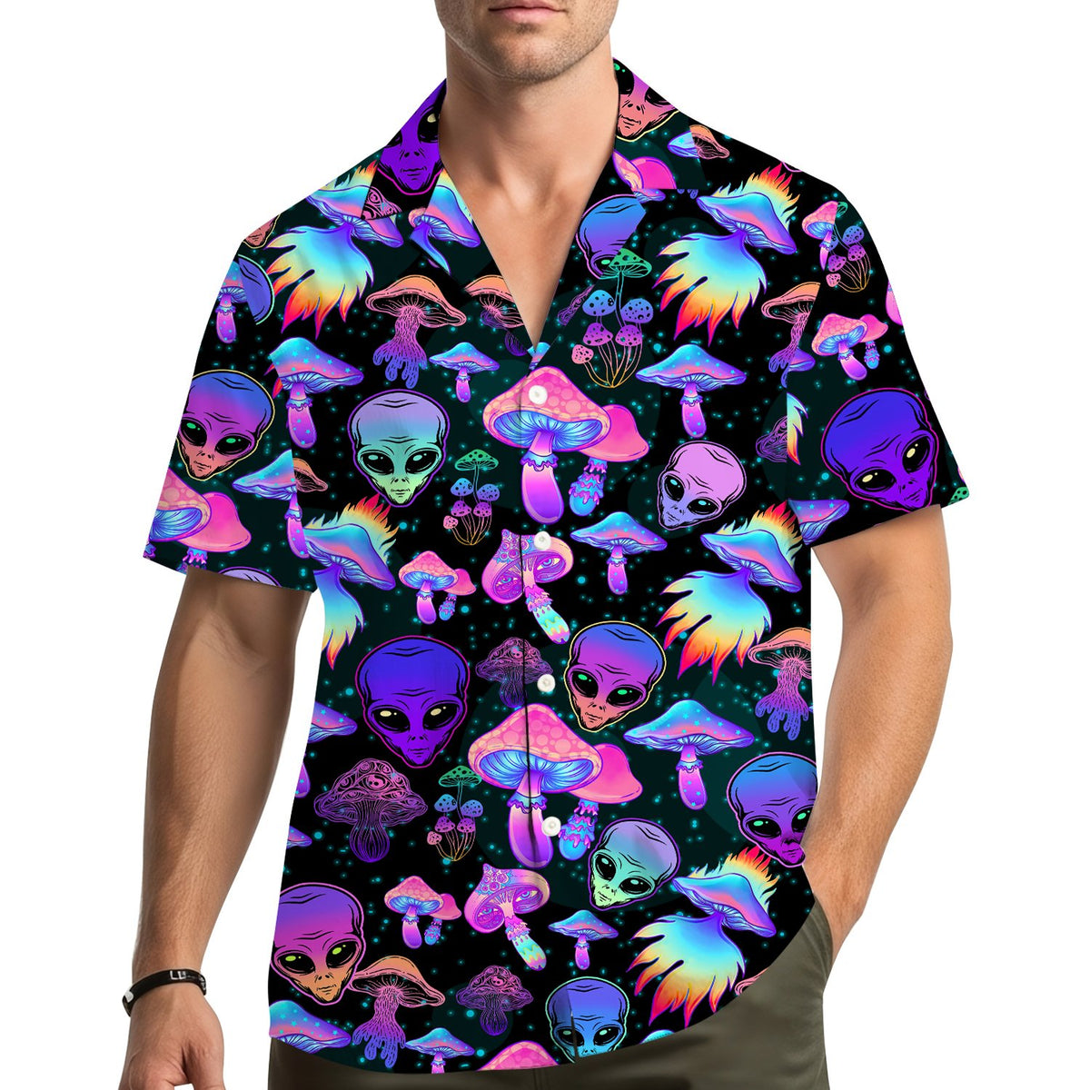 Fourth lifestyle view of the matching family hawaiian shirt design