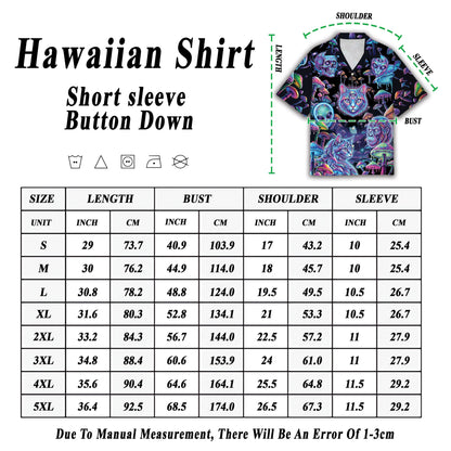 Folded view of the psychedelic hawaiian shirt