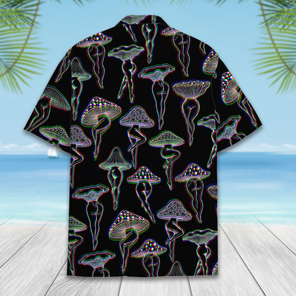 Close-up back view of the matching family hawaiian shirt design