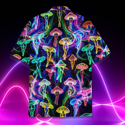 Close up back view of the abstract mushroom and smoke wave design