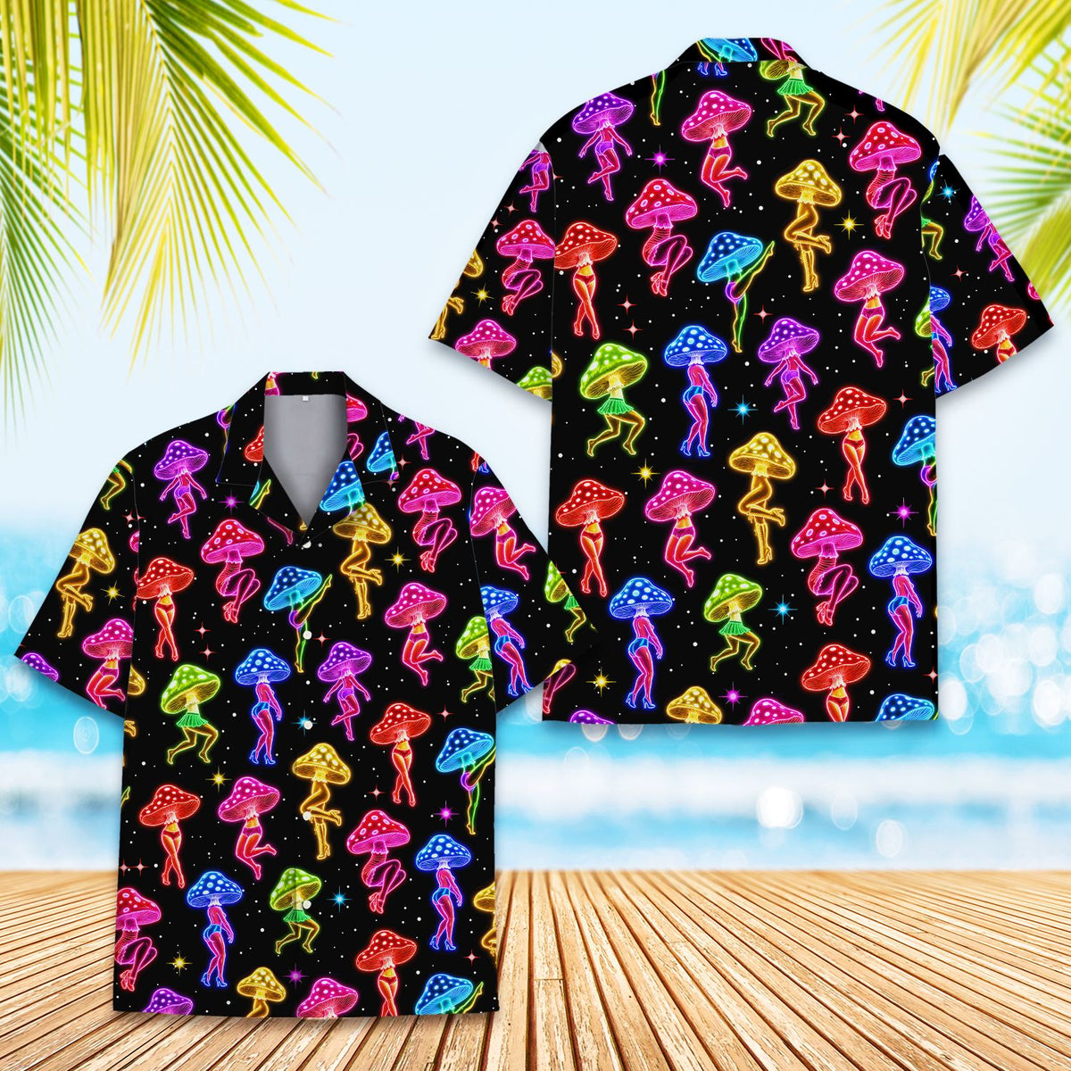 Third lifestyle view showing the retro mushroom design