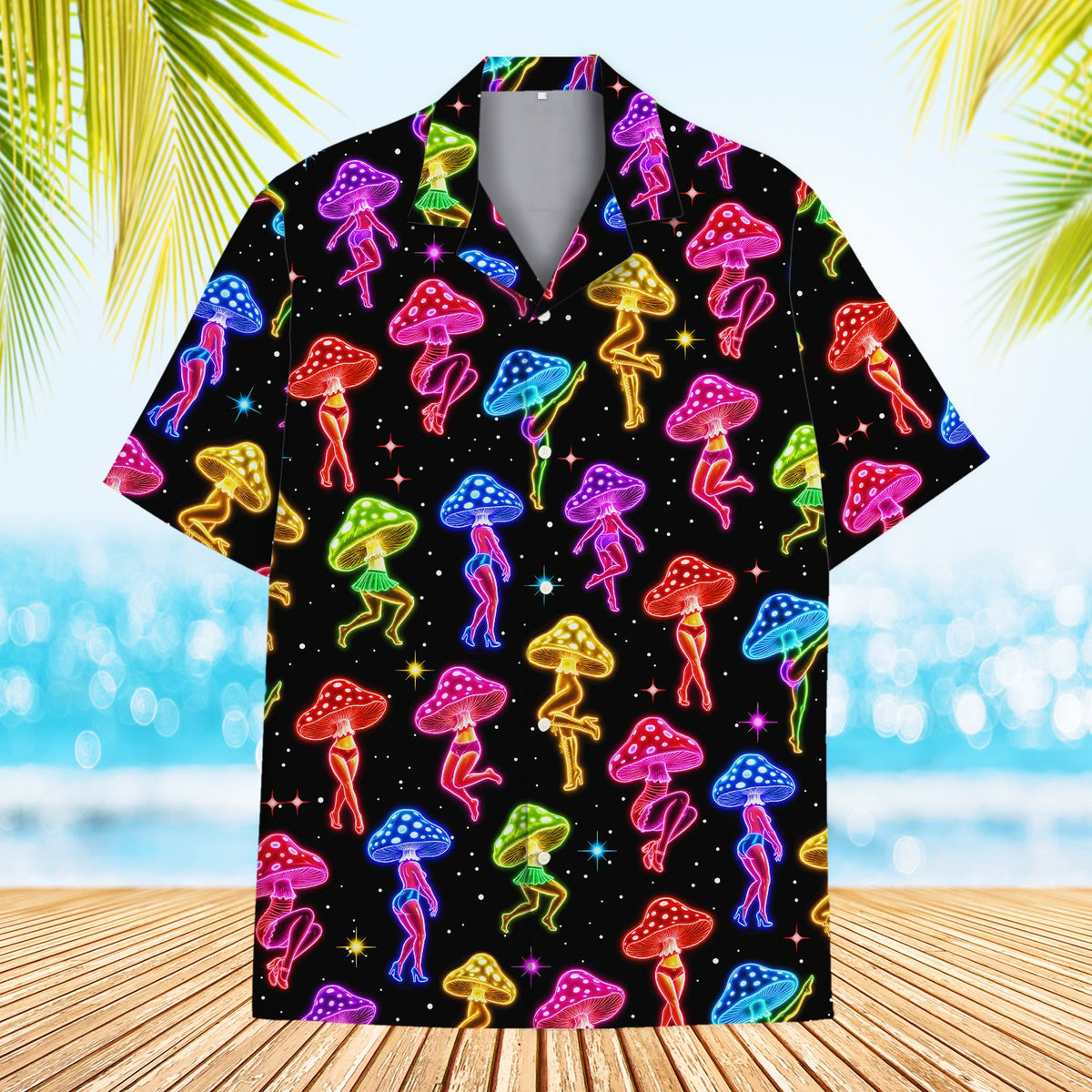 Lifestyle view of someone wearing the family hawaiian shirts