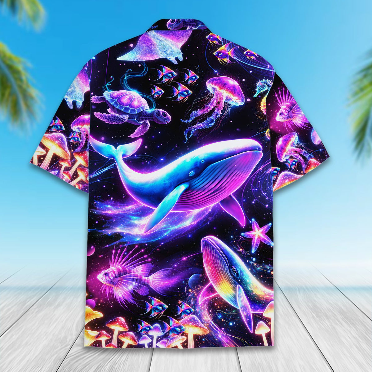 Alternative back view of the matching family hawaiian shirt design