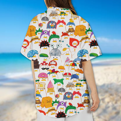 Back view of the quirky duck pattern hawaiian shirt