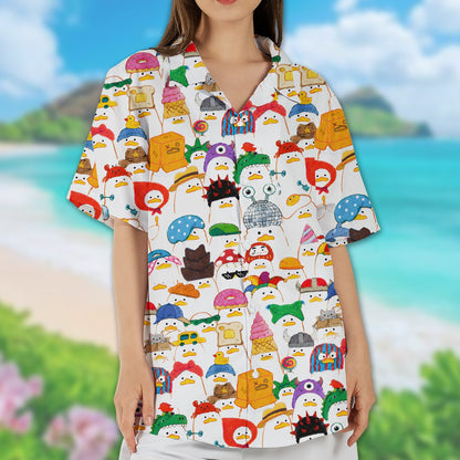 Detailed front view of the quirky hawaiian shirt