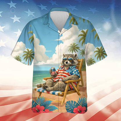 Close up front view of the tropical hawaiian shirt