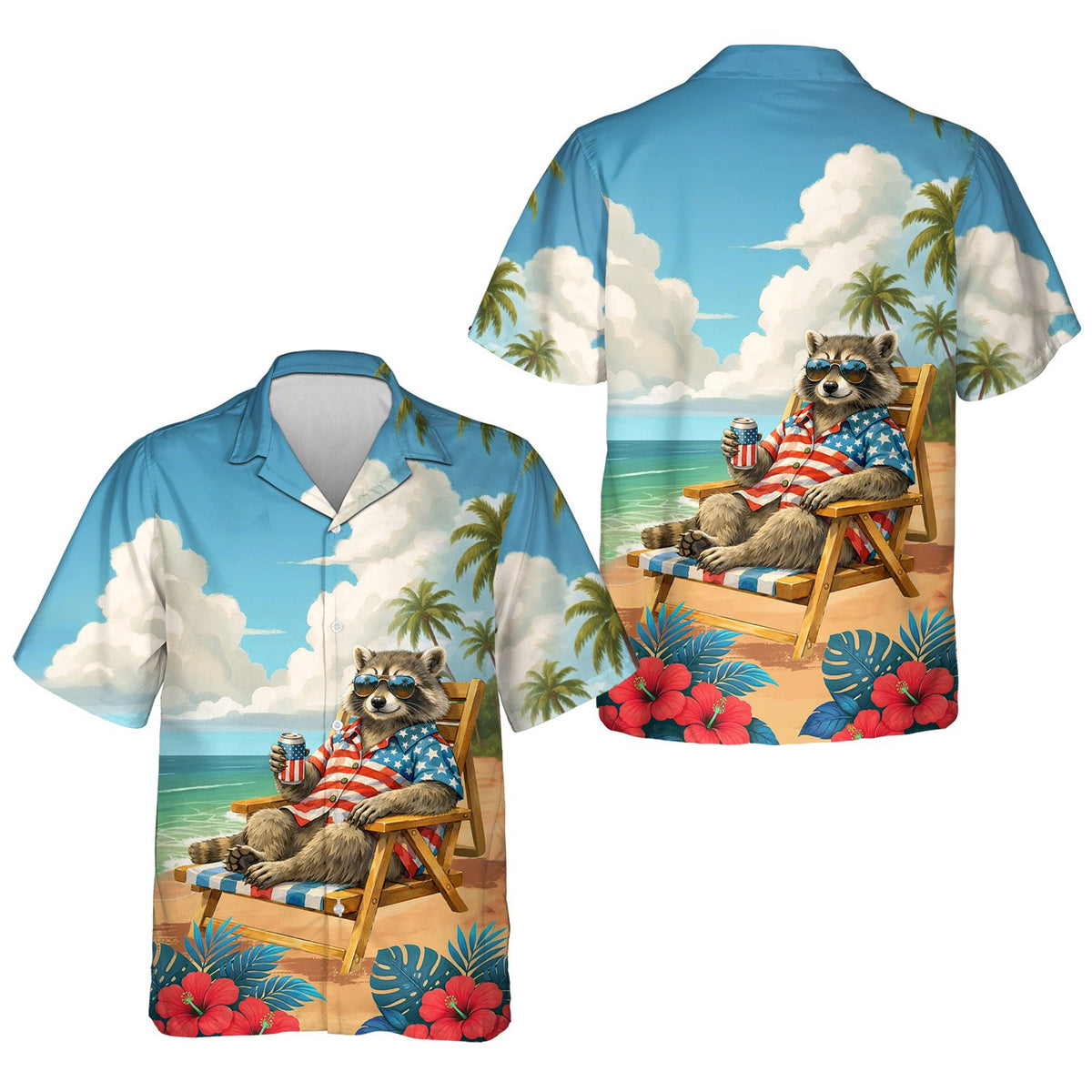 Additional front view of the matching family hawaiian shirt