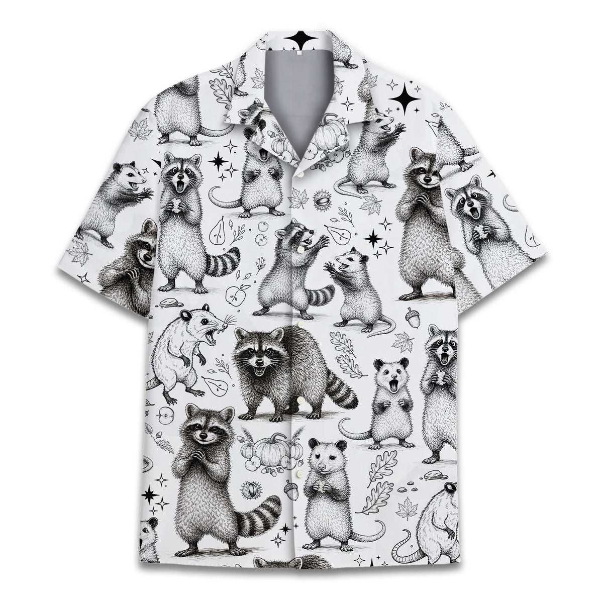 Close-up front view highlighting the raccoon and opossum illustrations