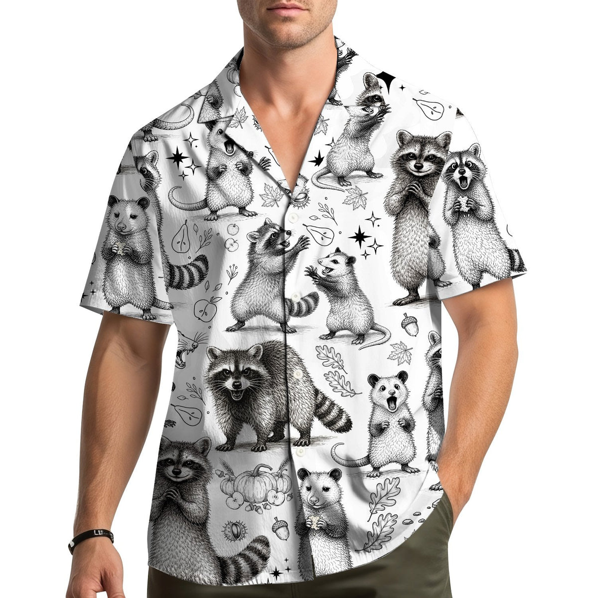 Another lifestyle view showcasing the matching family hawaiian shirt in a natural setting