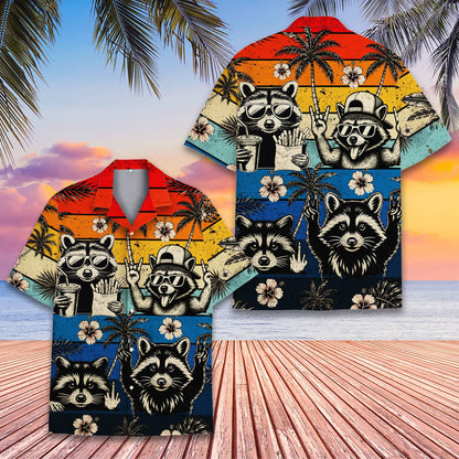 Another front view showing the cool raccoons and palm trees