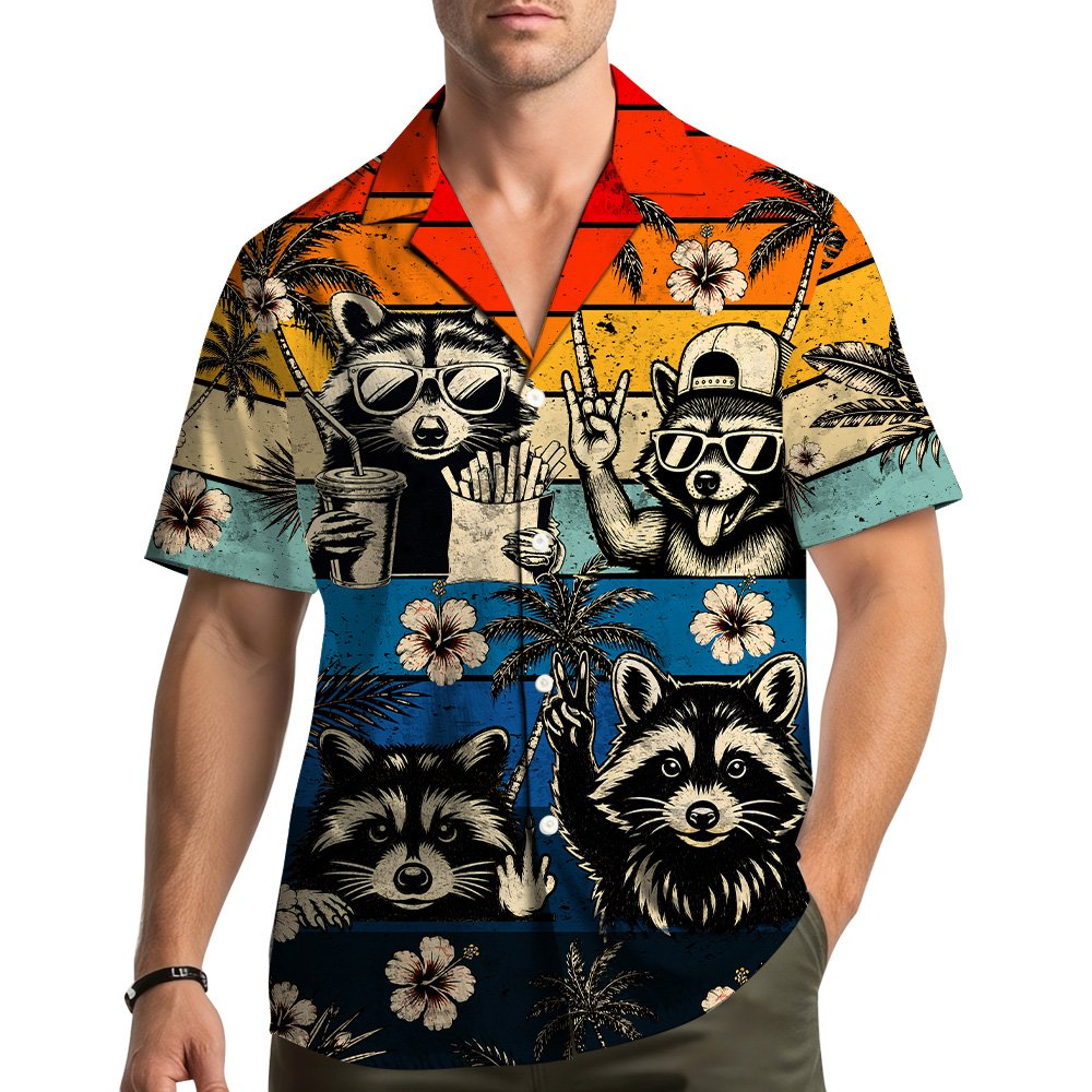 Another lifestyle view showing the fun summer hawaiian shirt