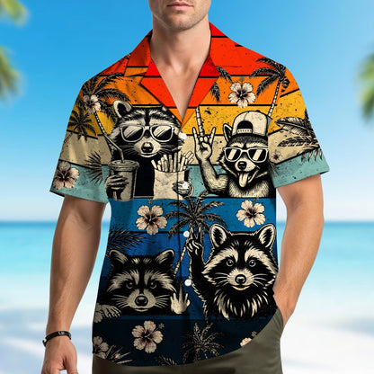 Third lifestyle view of the matching family hawaiian shirts style