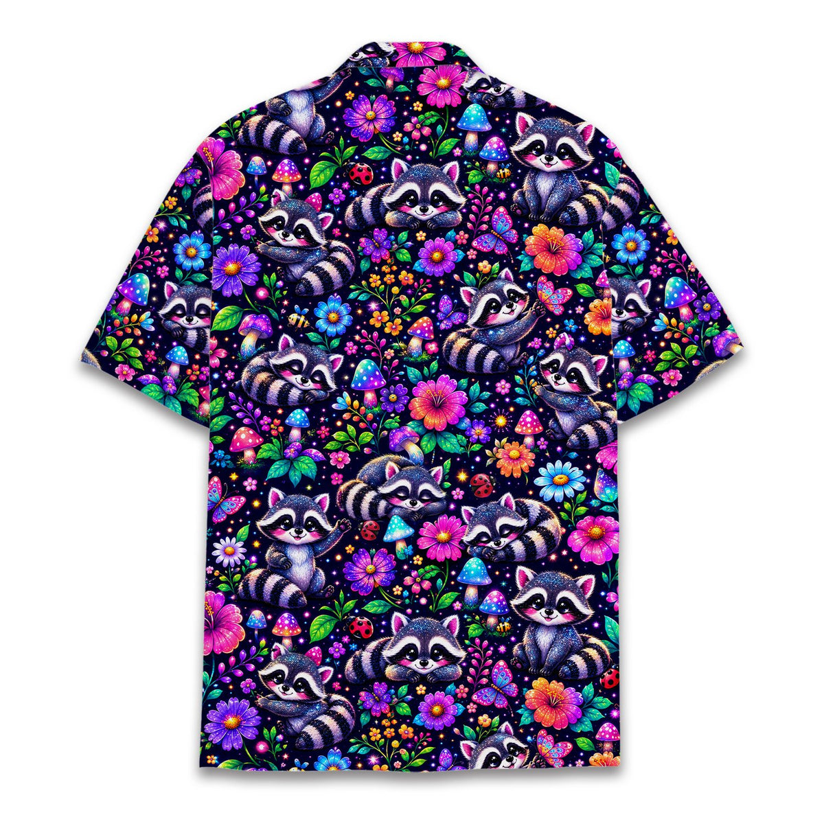 Fifth lifestyle view of the dark floral hawaiian shirt outdoors