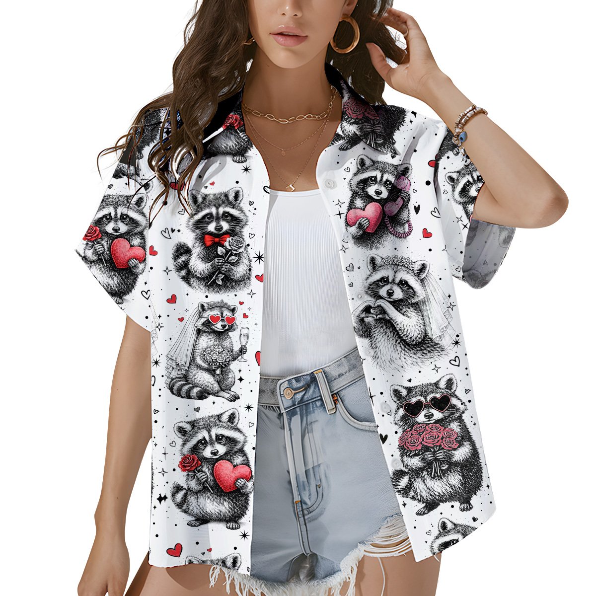 Second lifestyle view showcasing the matching family Hawaiian shirt in a natural setting