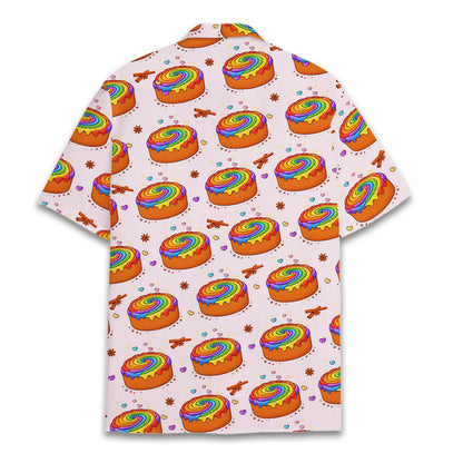 Back view of the matching family hawaiian shirt in pink