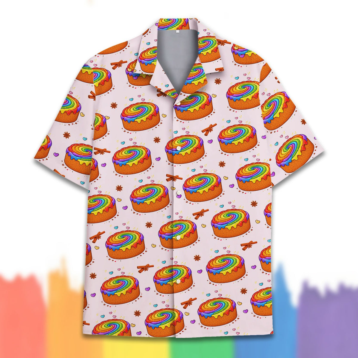 Pink matching family hawaiian shirt with pastry print