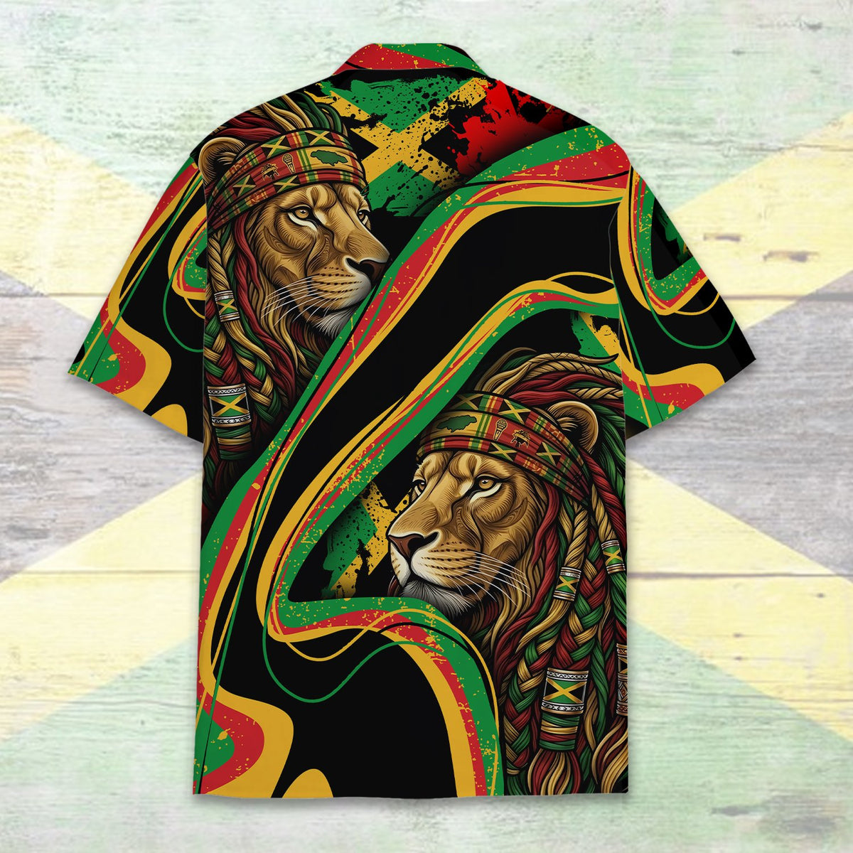 Second back view of the lion hawaiian shirt