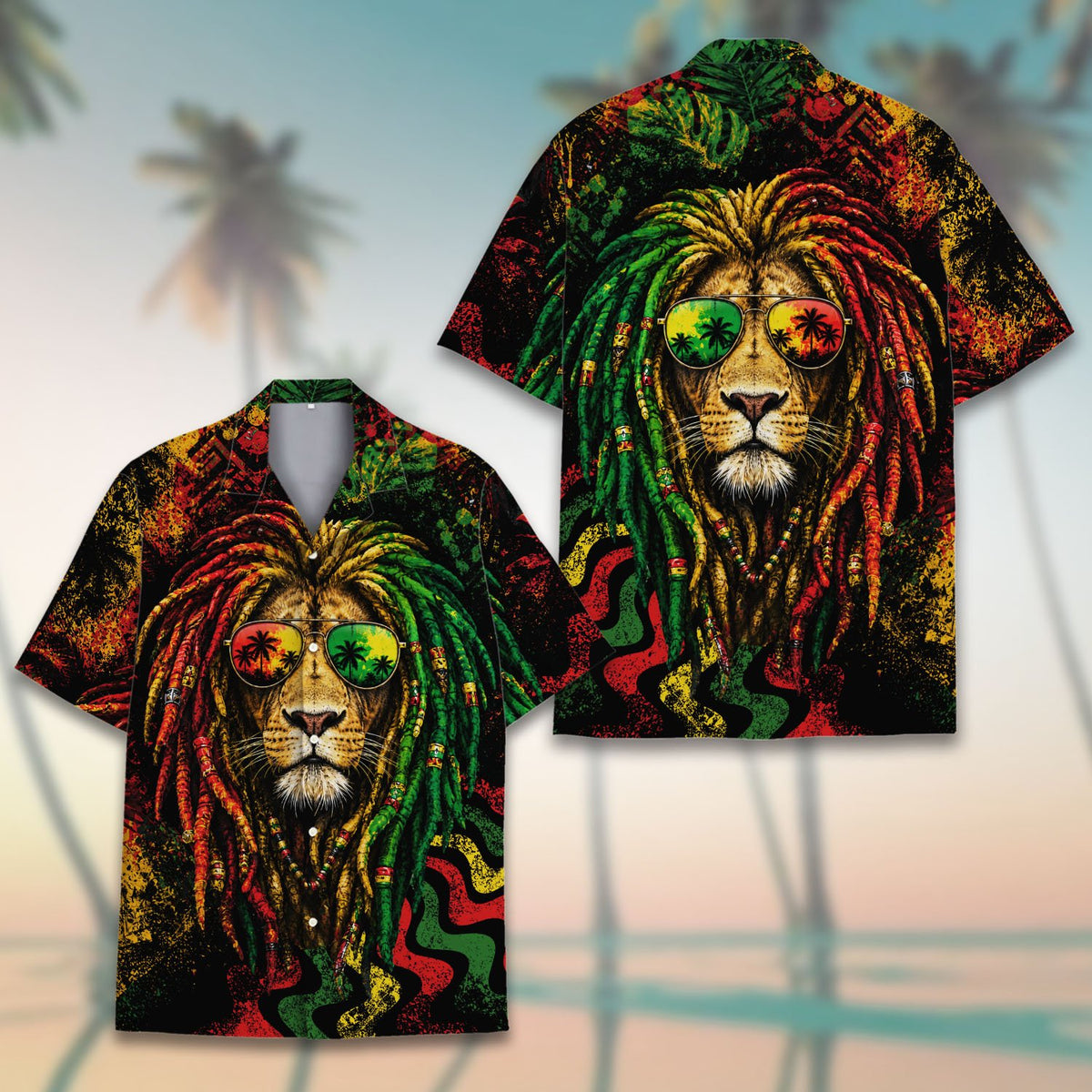 Detailed front view of the matching family hawaiian shirt design