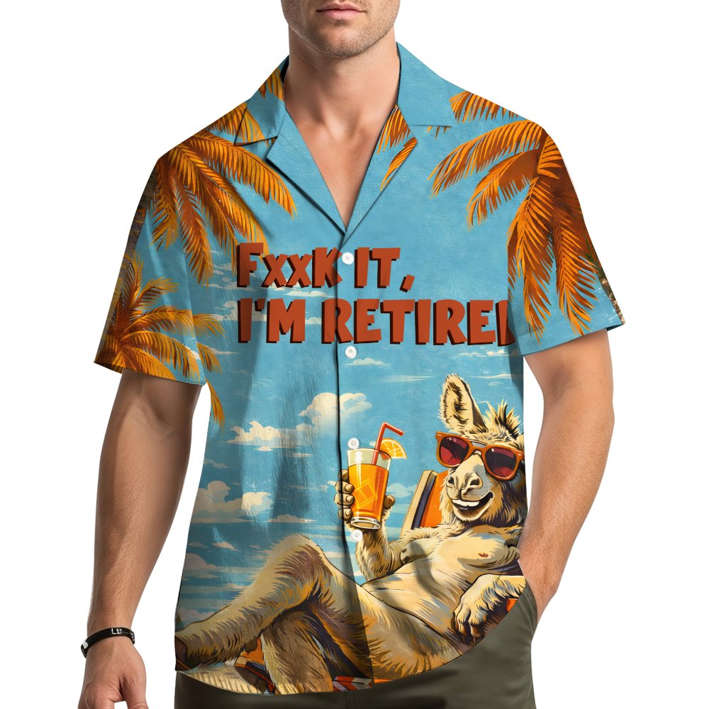 Another lifestyle view of the retirement hawaiian shirt