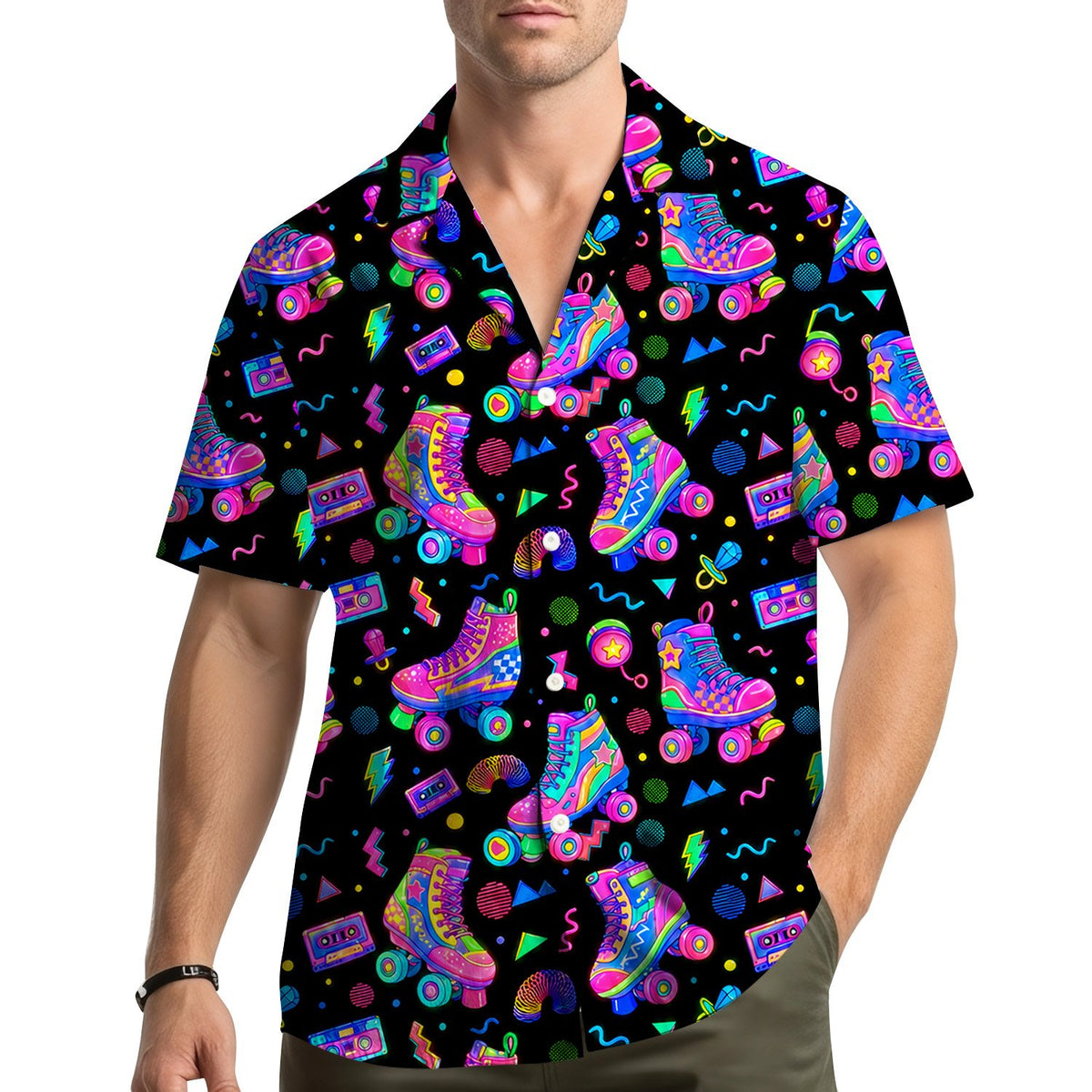 Front detail view 6 of the matching family hawaiian shirt