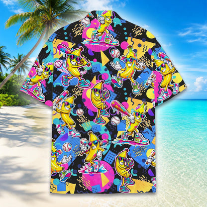 Another back view of the black family matching hawaiian shirt