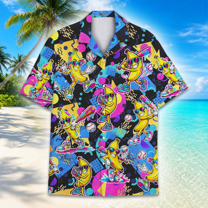 Additional front perspective of the retro bananas shirt