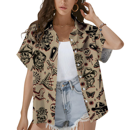 Detailed back view of the retro hawaiian shirt