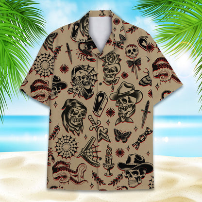 Detailed front view of the retro hawaiian shirt