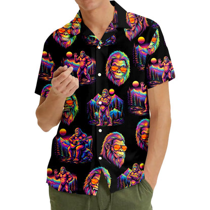 Alternative back view of the bigfoot hawaiian shirt