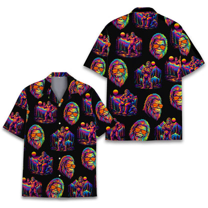 Alternative front view of the retro bigfoot hawaiian shirt