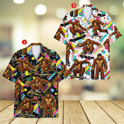 Lifestyle front view of tropical bigfoot hawaiian shirt