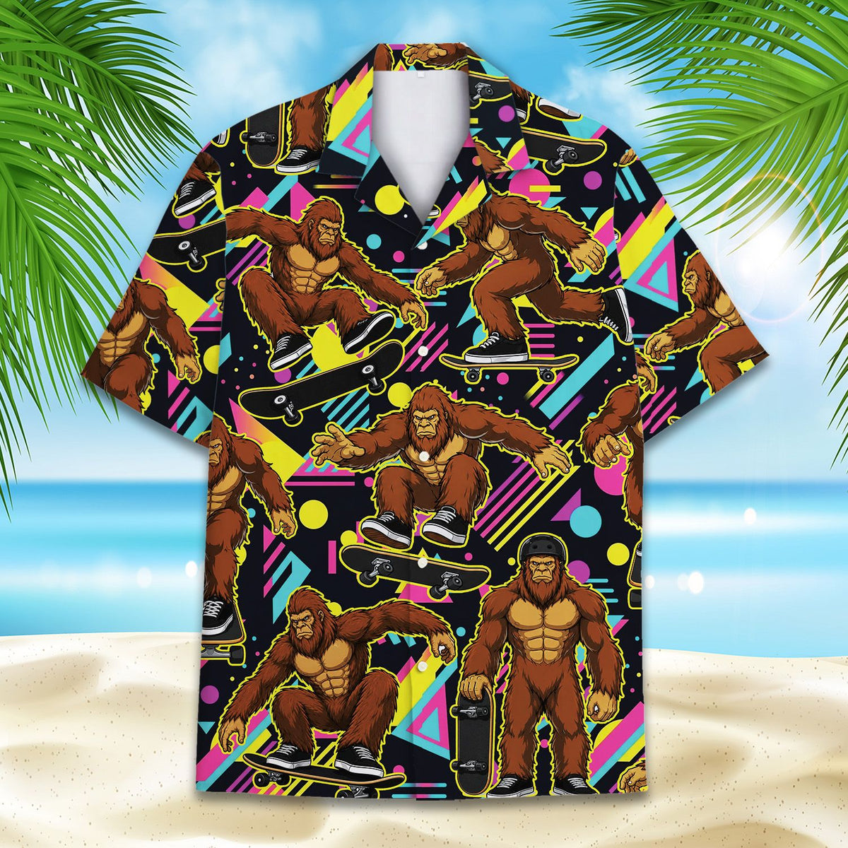 Front view of matching family hawaiian shirts