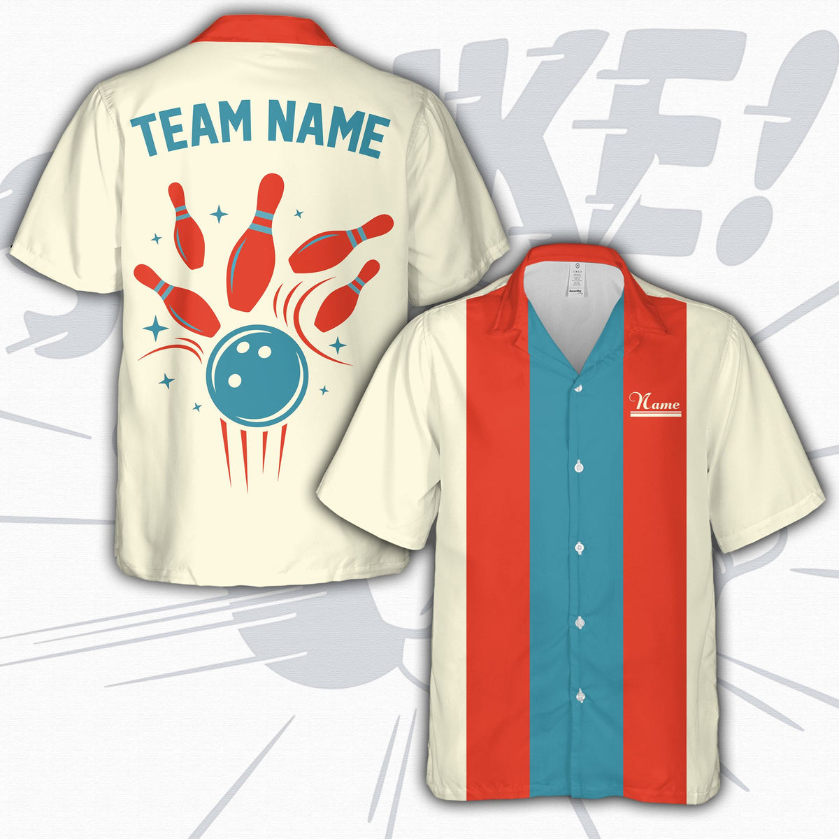 Multicolor view of the bowling hawaiian shirt showing different color options