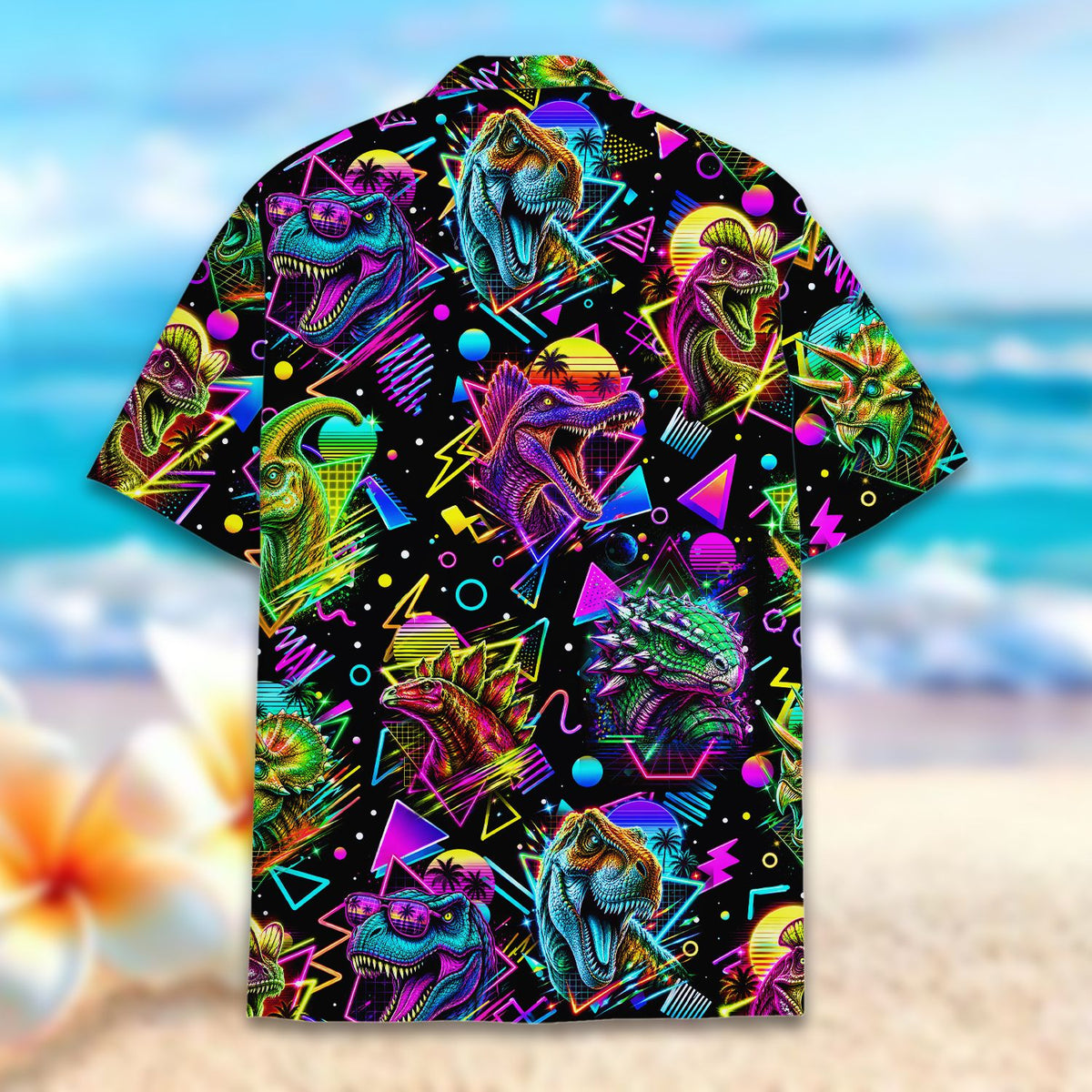 Detailed back view of the family hawaiian shirts