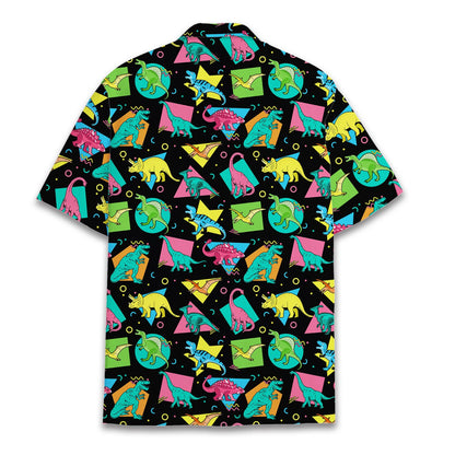 Back view of the retro dinosaurs hawaiian shirt