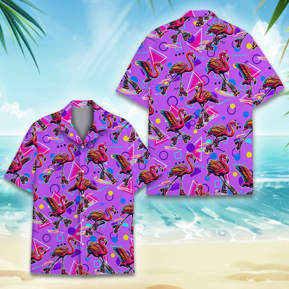 Angled front view of the matching family hawaiian shirt