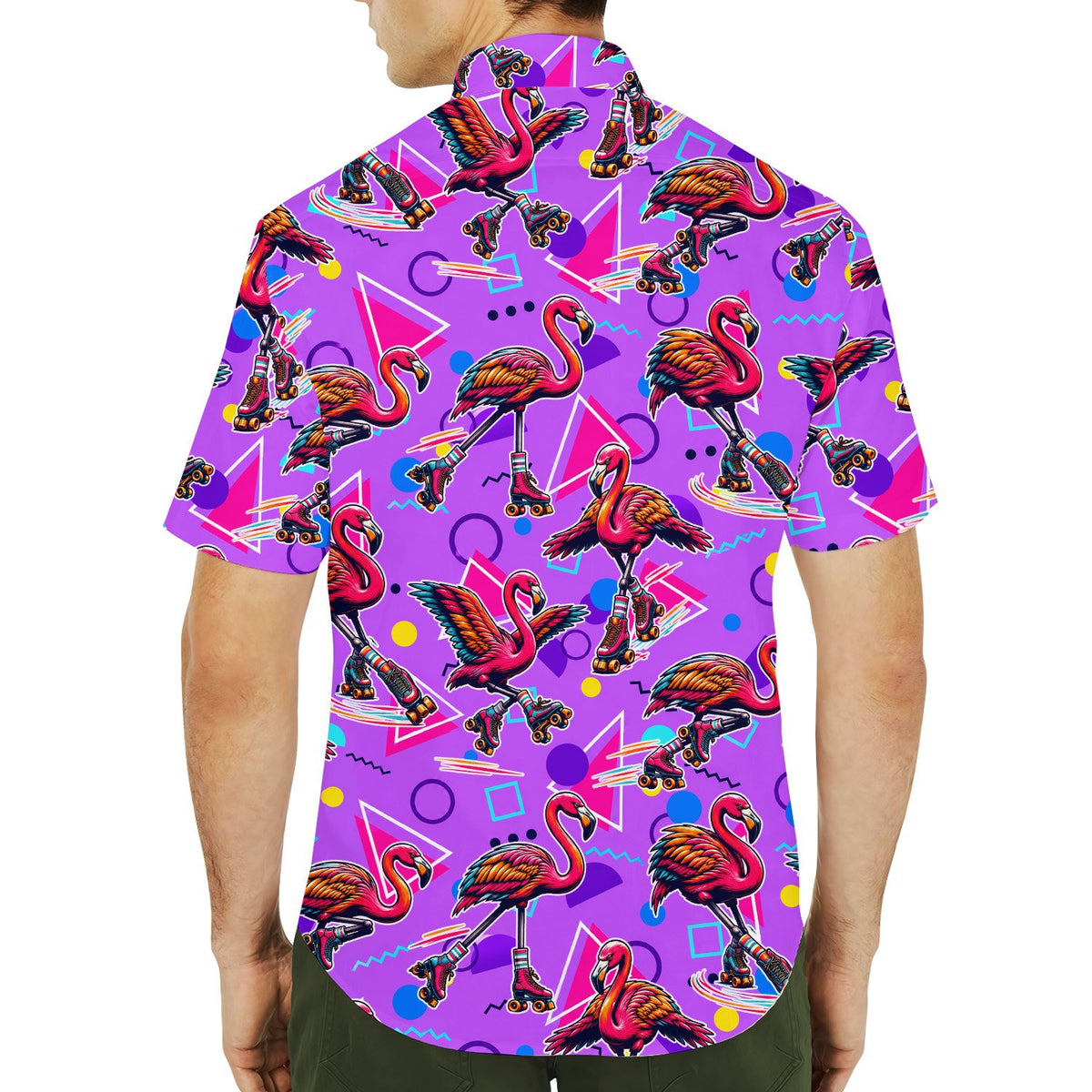 Second lifestyle view of the matching family hawaiian shirts in a summer setting