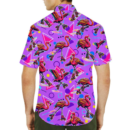 Second lifestyle view of the matching family hawaiian shirts in a summer setting
