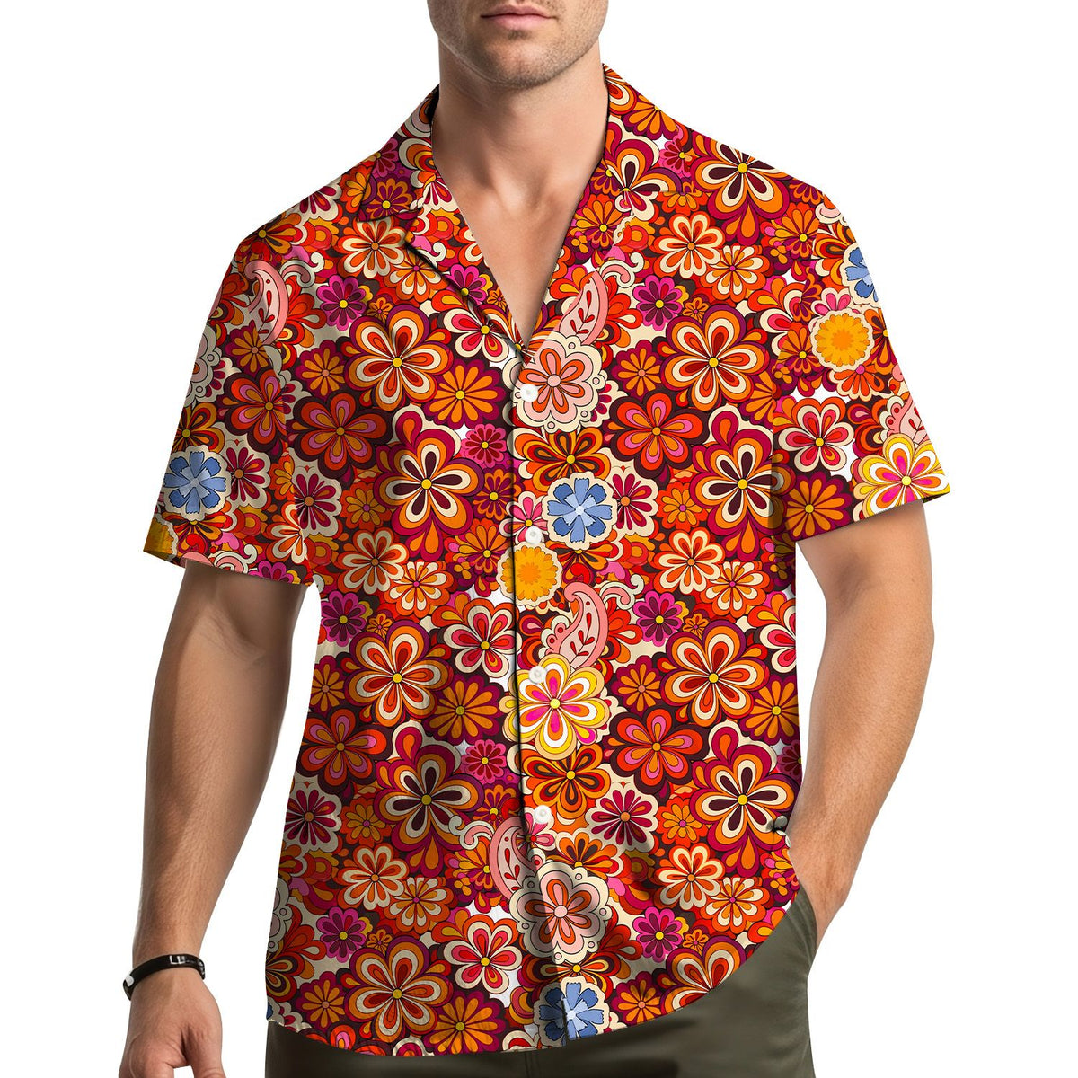 Second lifestyle shot featuring the family hawaiian shirts in a summer setting