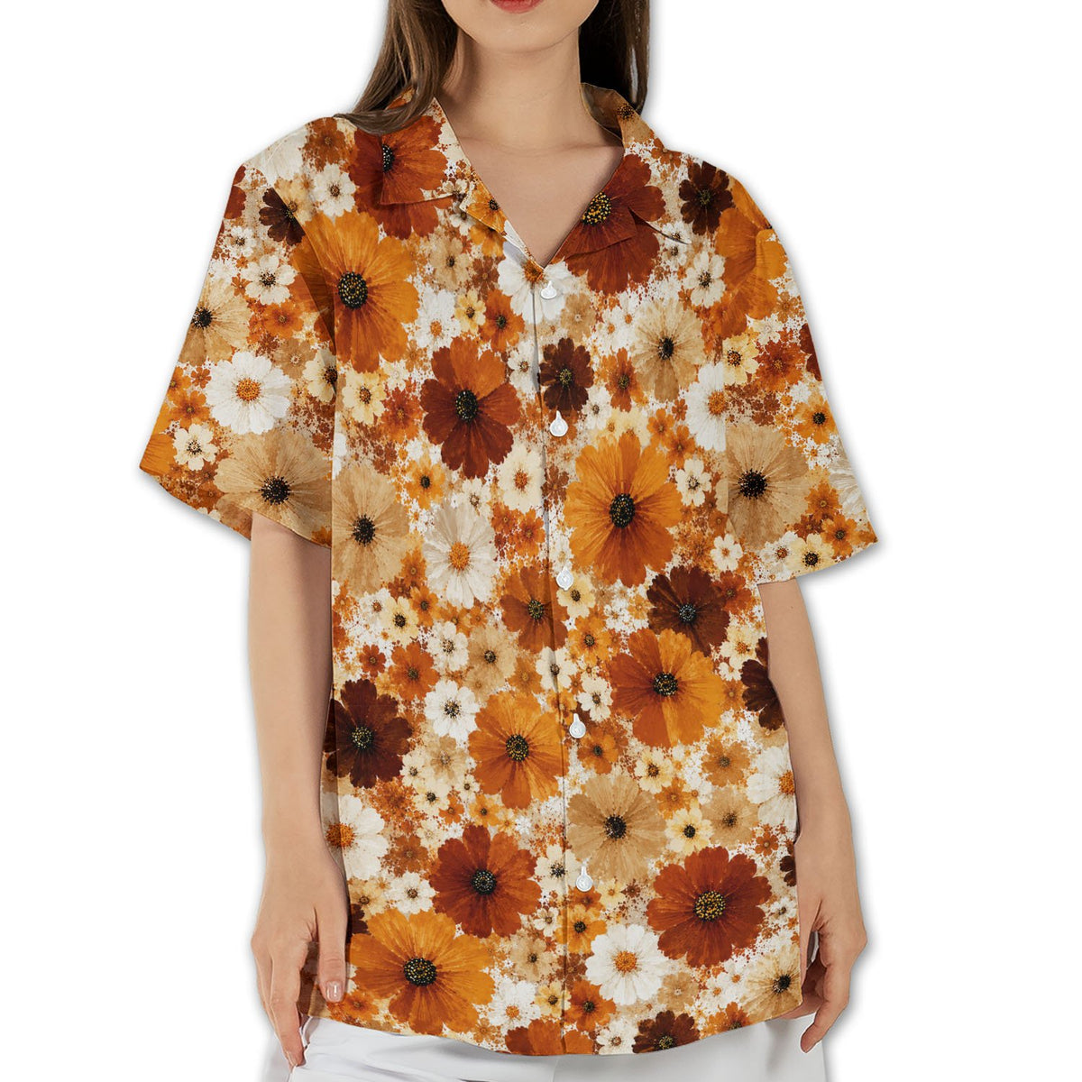 Another lifestyle view of the matching family floral shirts