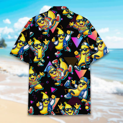 Abstract matching family hawaiian shirt, back view