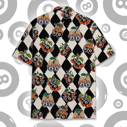 Close up back view of the hawaiian shirt