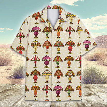 Detailed front view of the matching family hawaiian shirt with leg lamp design