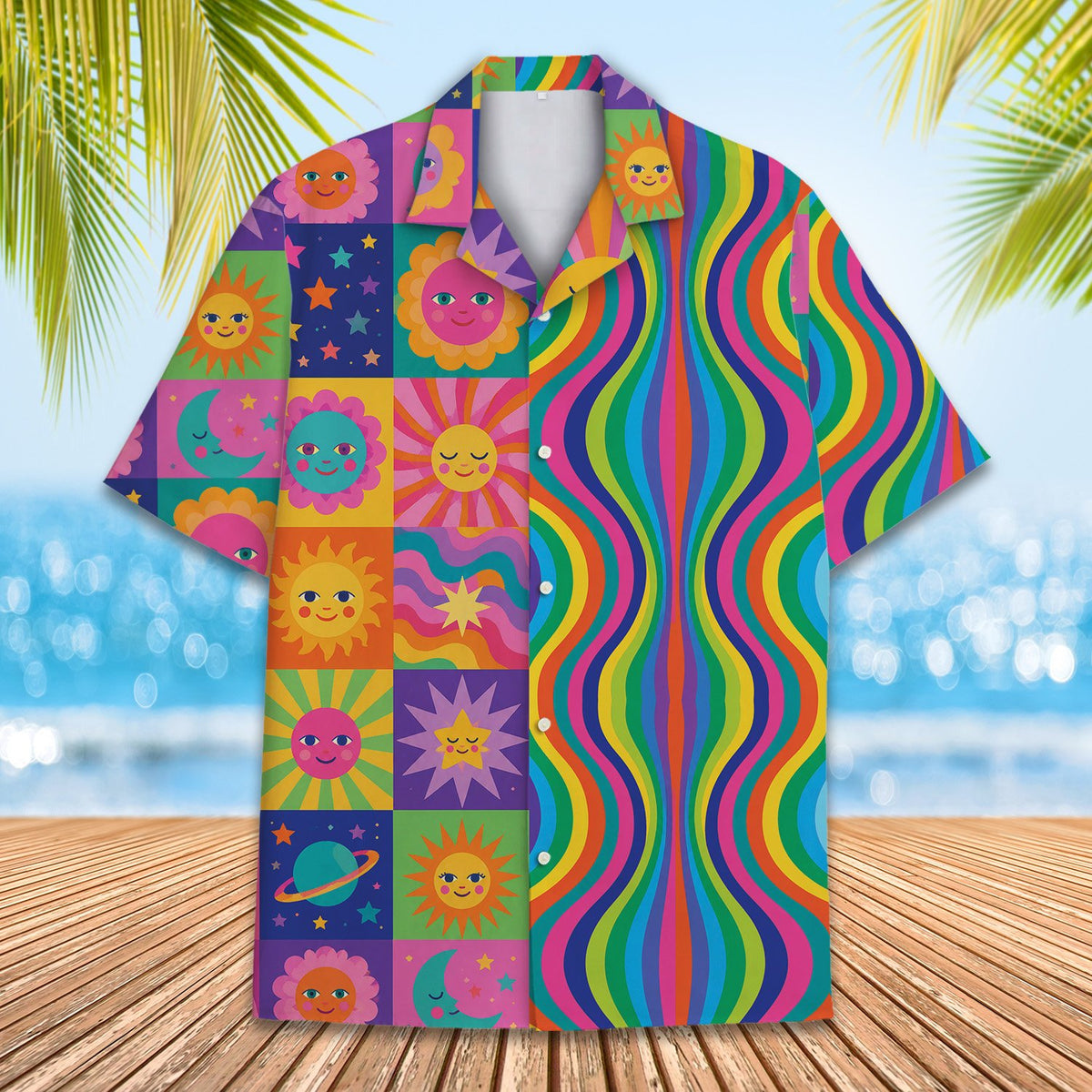 Detailed front view of the matching family hawaiian shirt pattern