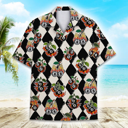 Secondary front view of the checkerboard hawaiian shirt
