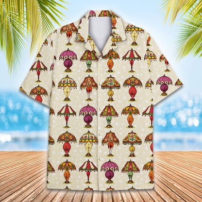 Another front angle of the cream retro hawaiian shirt