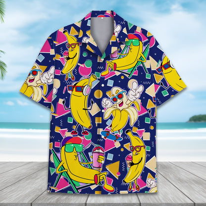 Close-up front view of the abstract retro banana design